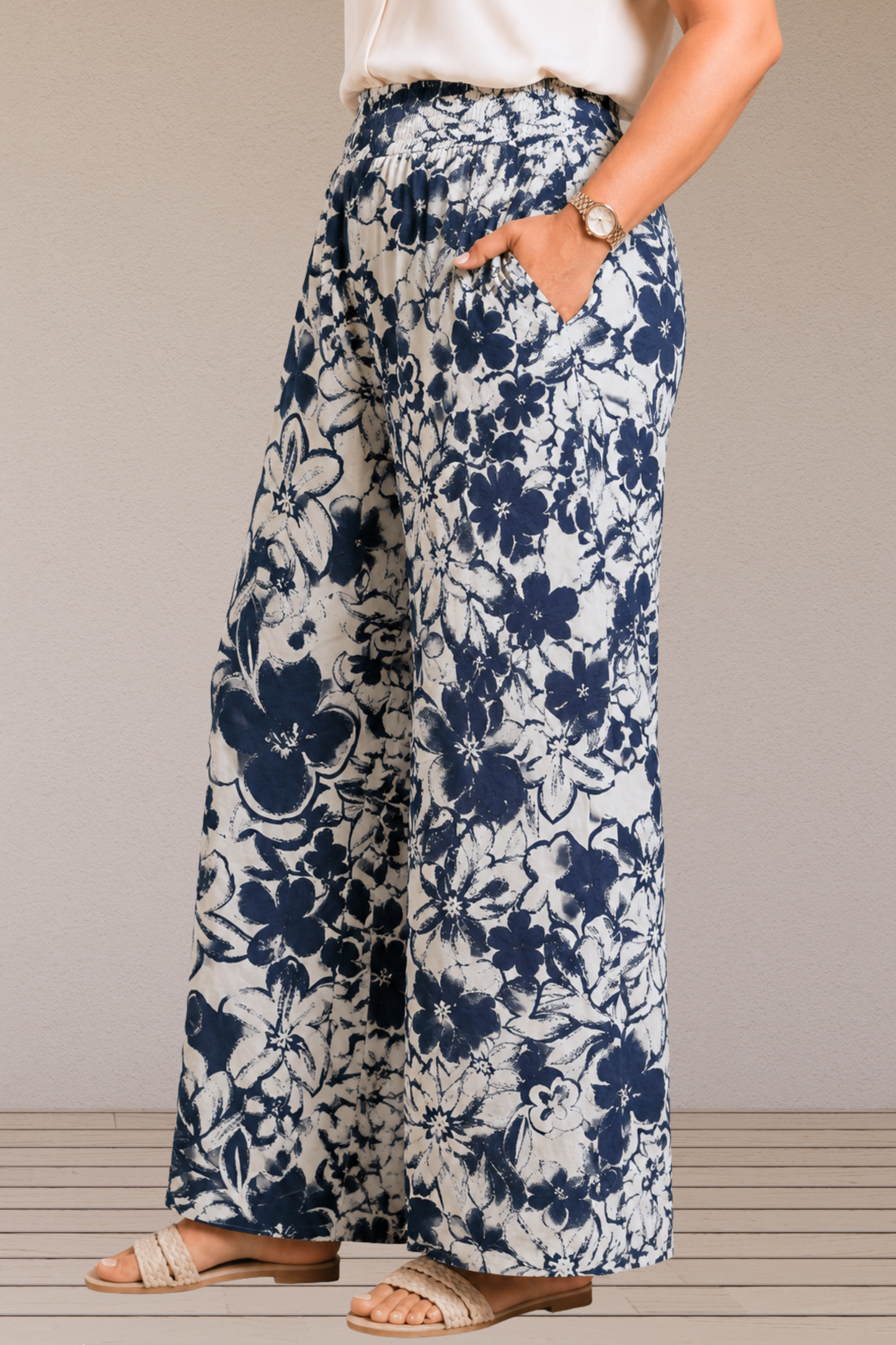Indigo Floral Rayon Lounge Pants