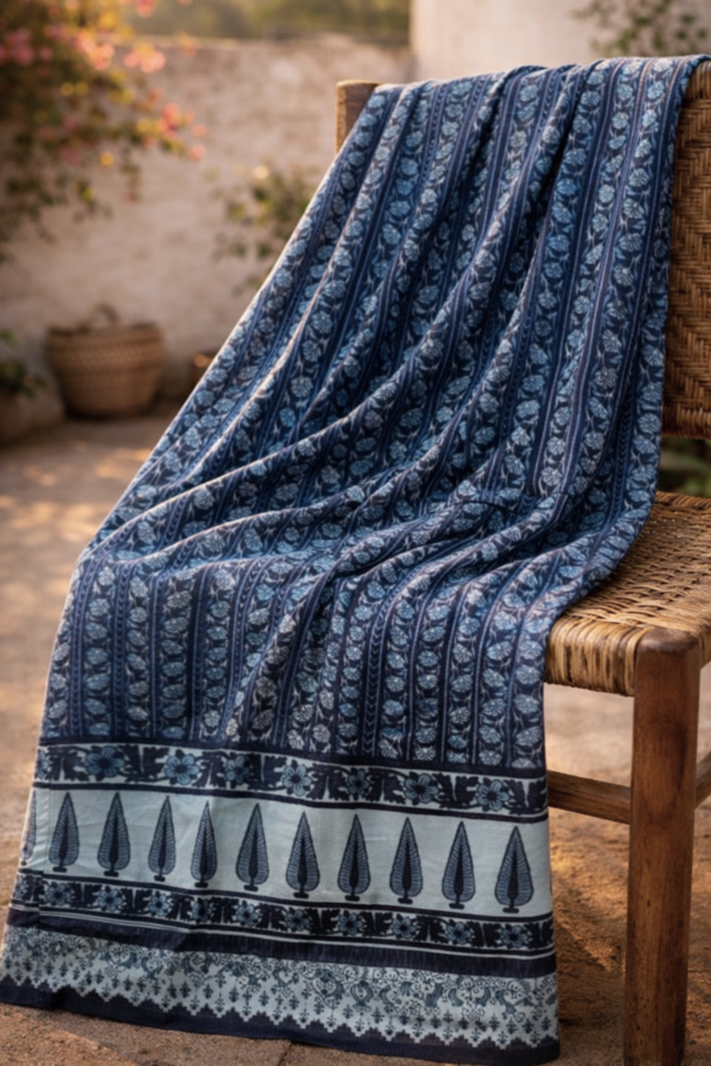 Indigo Leaf Cotton Dupatta