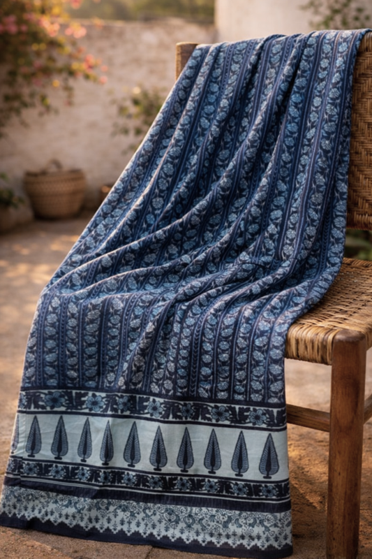 Indigo Leaf Cotton Dupatta