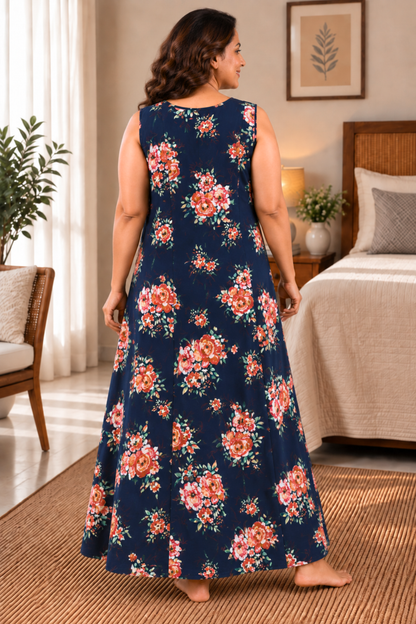 Indigo Rose Printed Night Gown