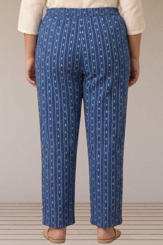 Indigo Stripe Cotton Pant