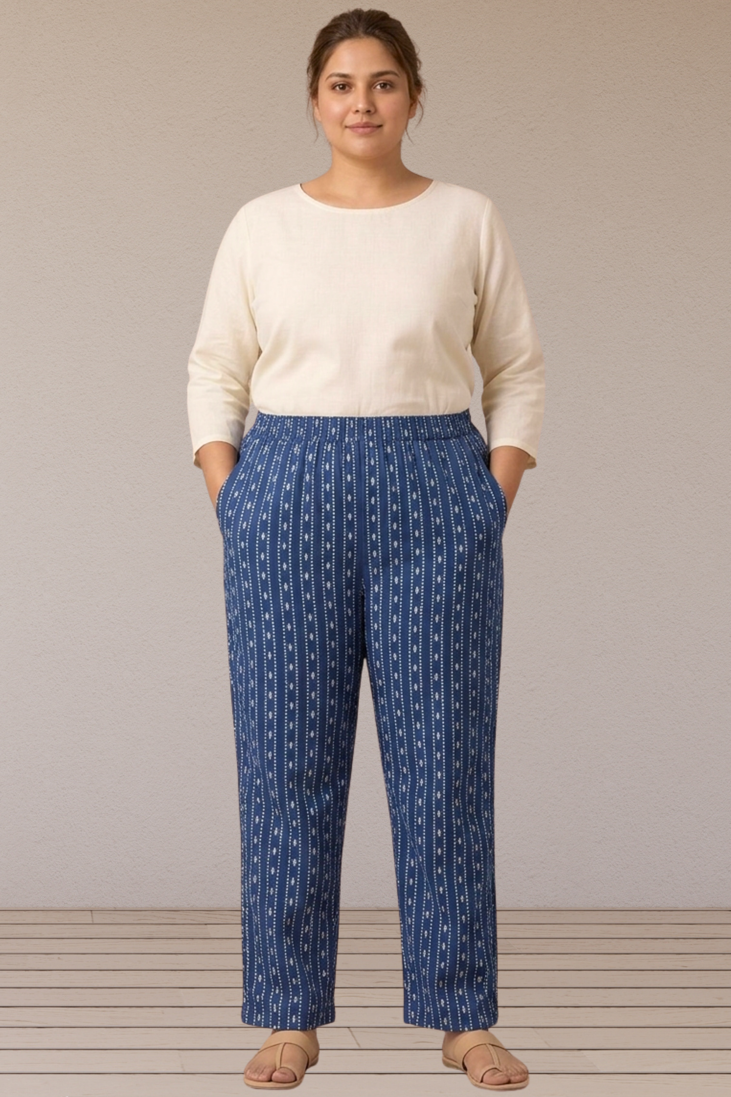 Indigo Stripe Cotton Pant