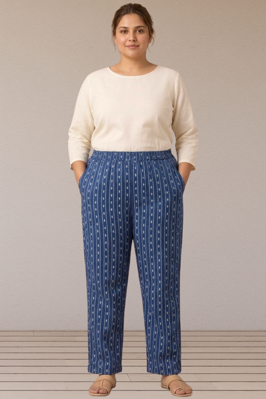 Indigo Stripe Cotton Pant