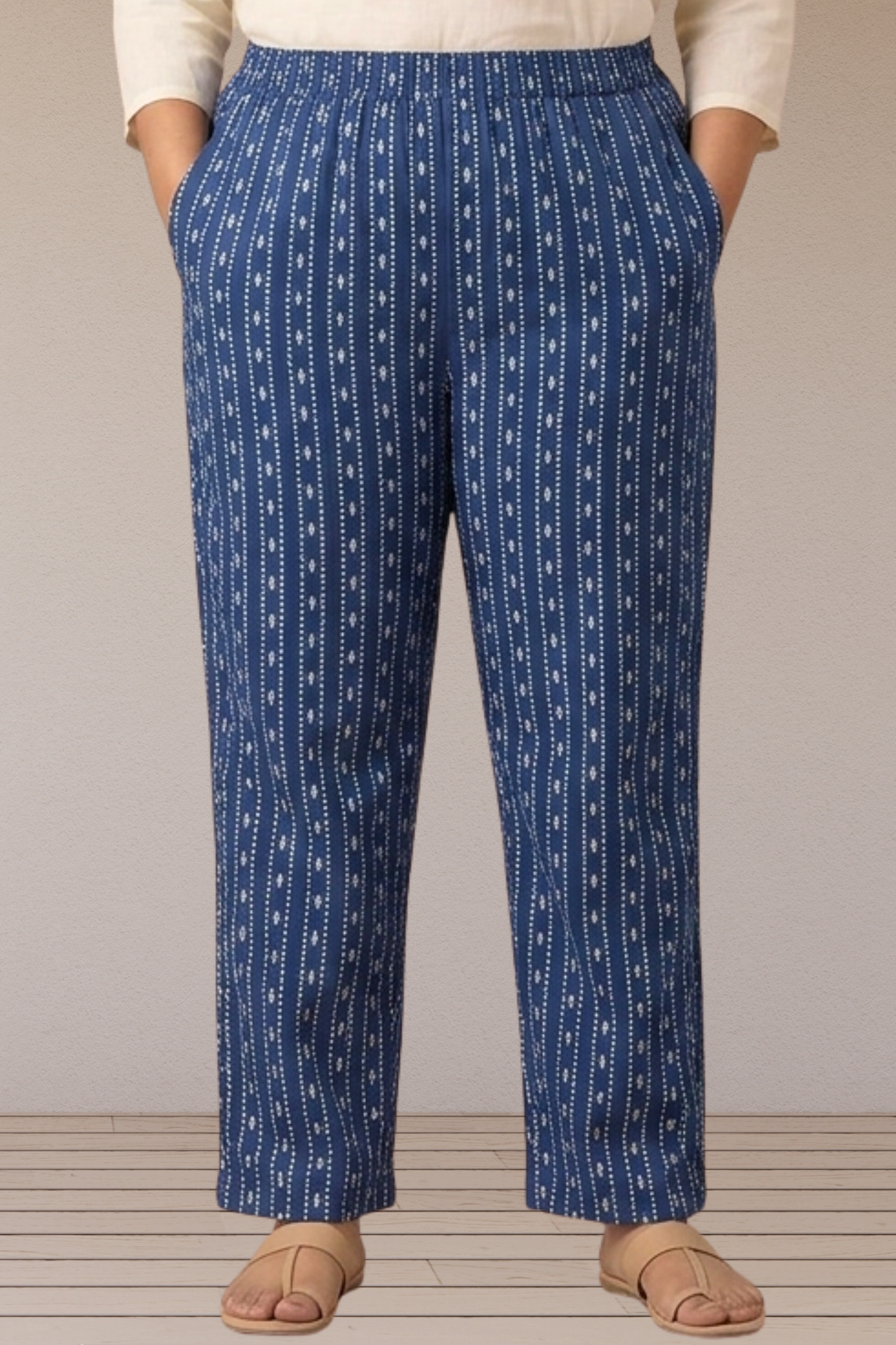 Indigo Stripe Cotton Pant