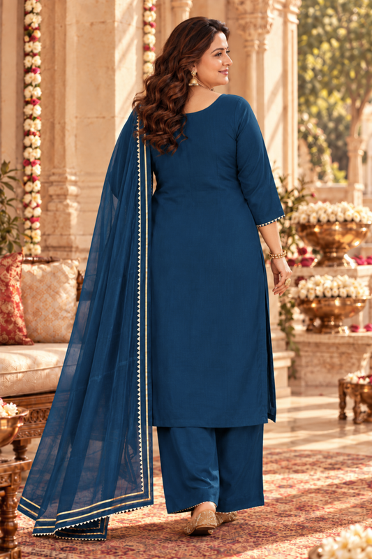 Indira Neel Fancy Chinon Suit
