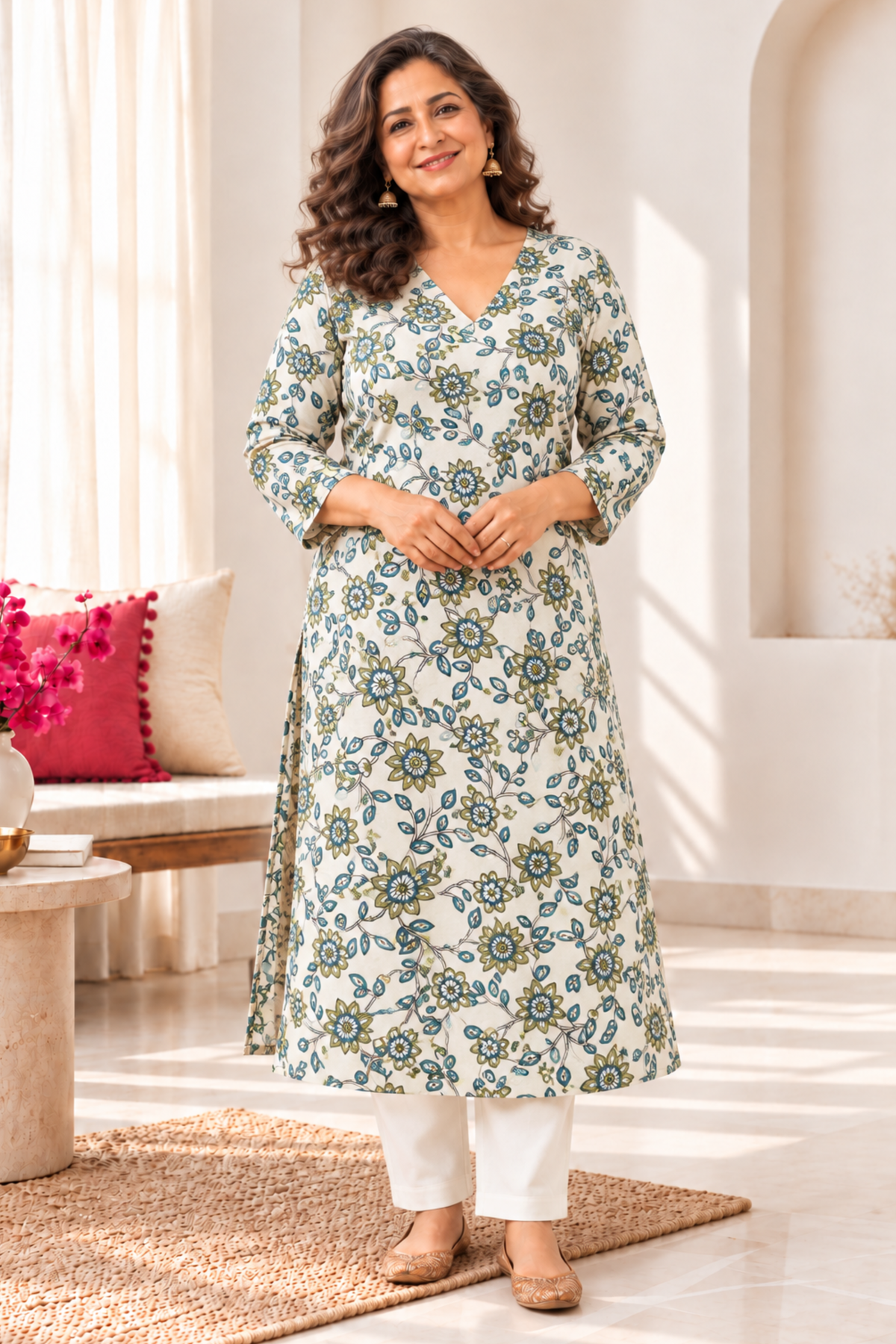 Dusty Botanica Floral Rayon Kurta