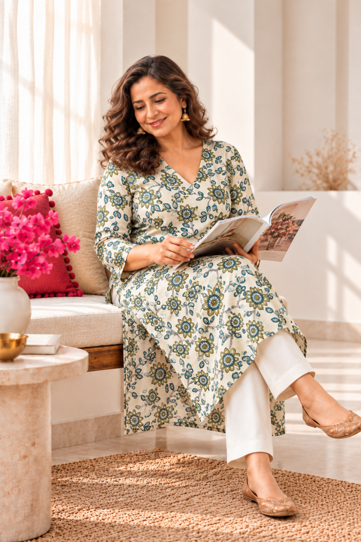 Dusty Botanica Floral Rayon Kurta