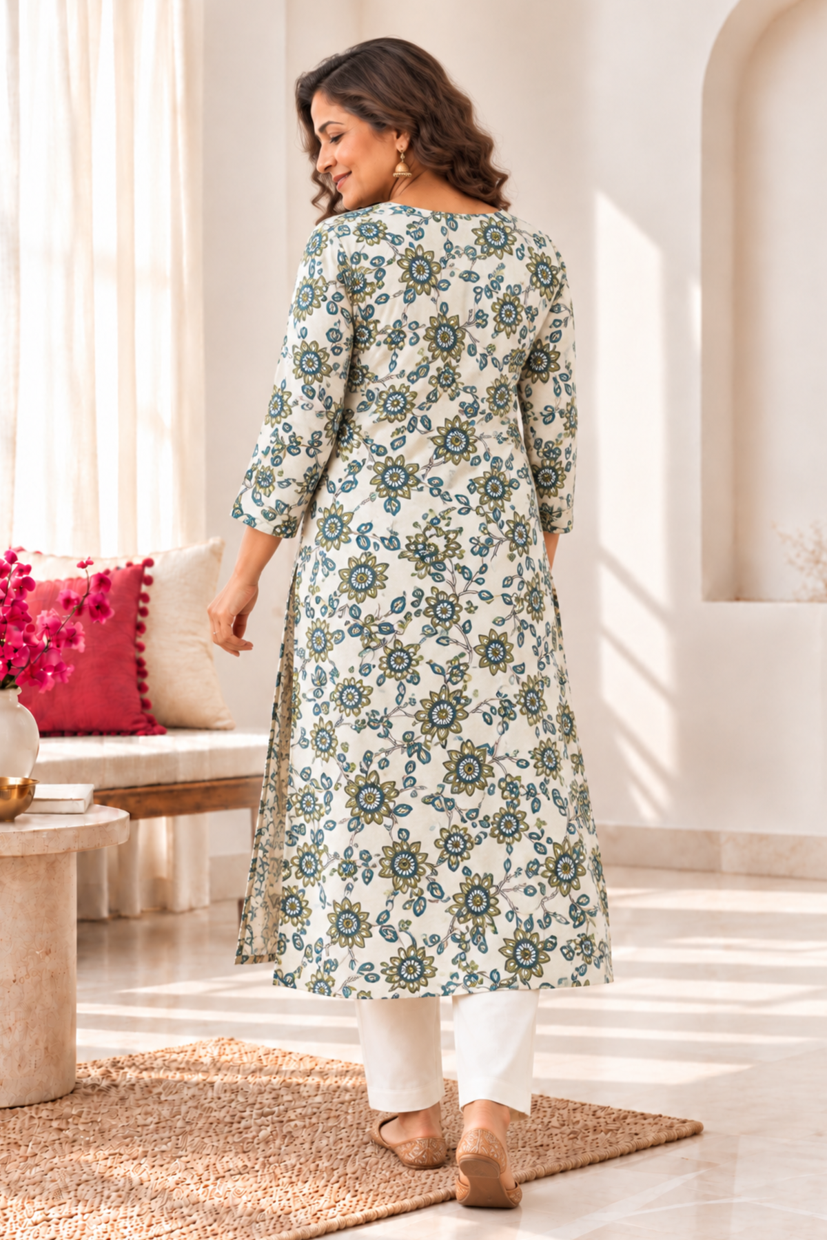 Dusty Botanica Floral Rayon Kurta