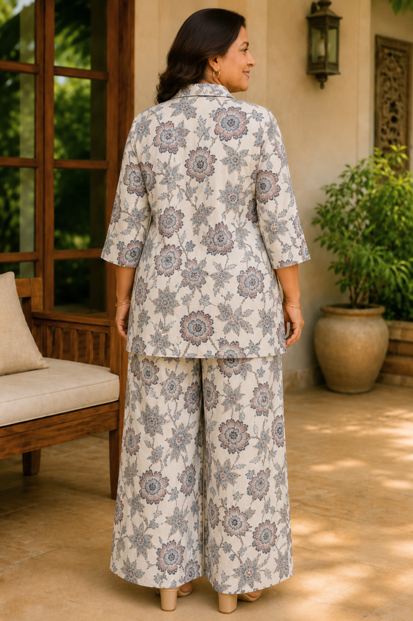 Ivory Botanica Floral Rayon Co-ord Set