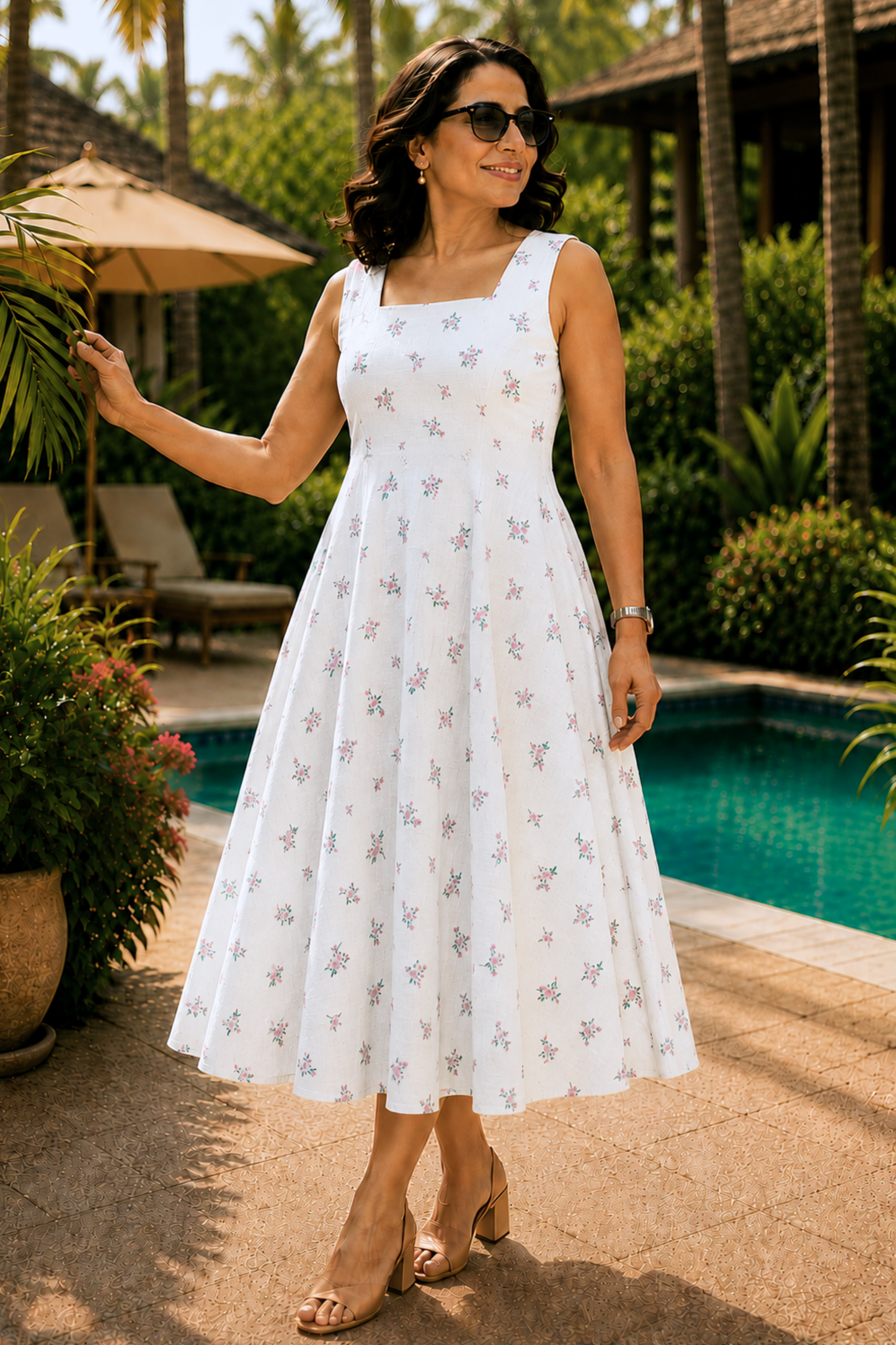 Petal Whisper Floral Dress With Pockets