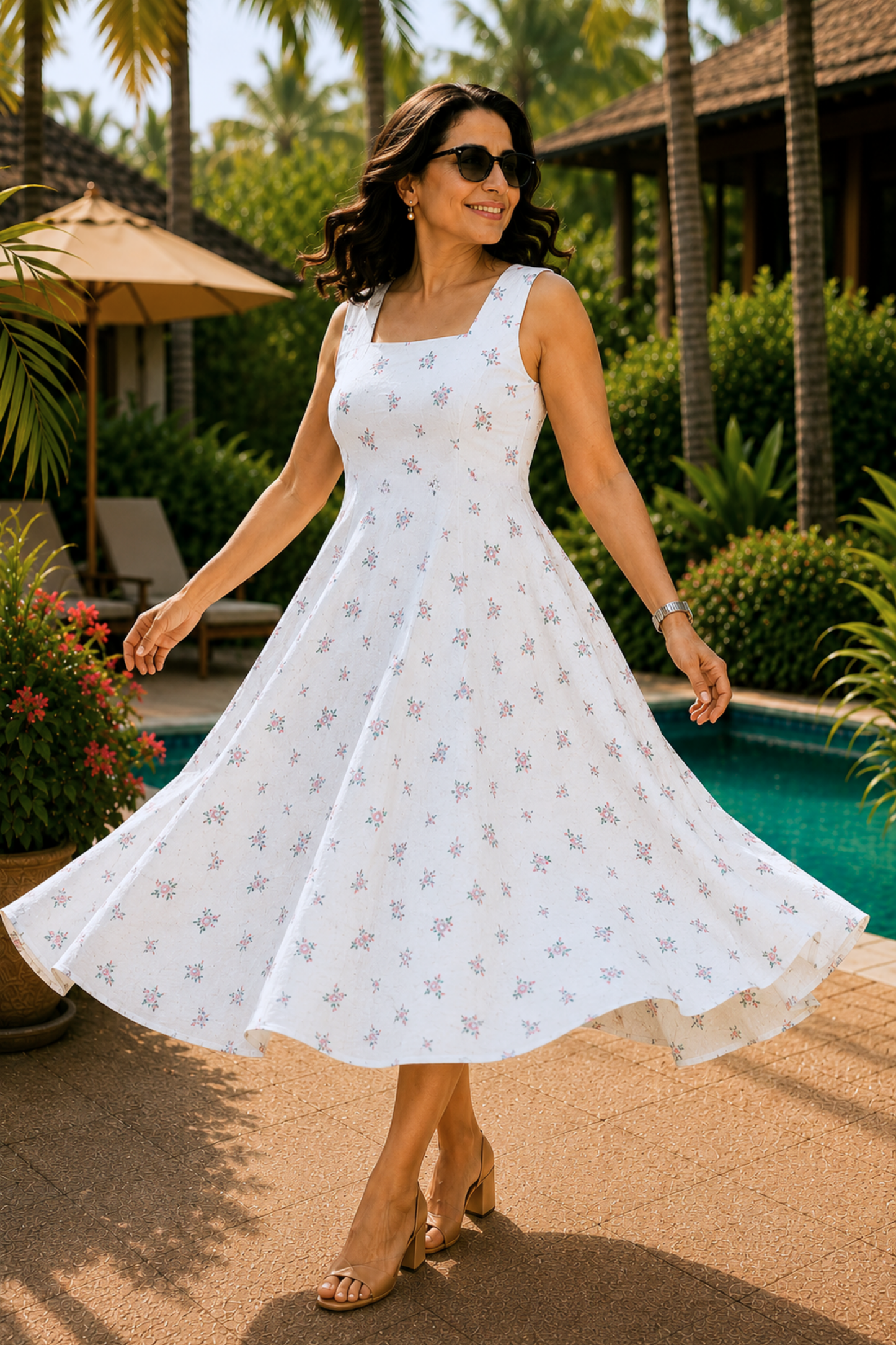Petal Whisper Floral Dress With Pockets
