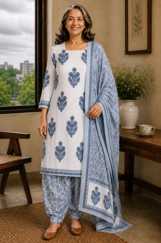 Ivory Moonlit Cotton Salwar Suit