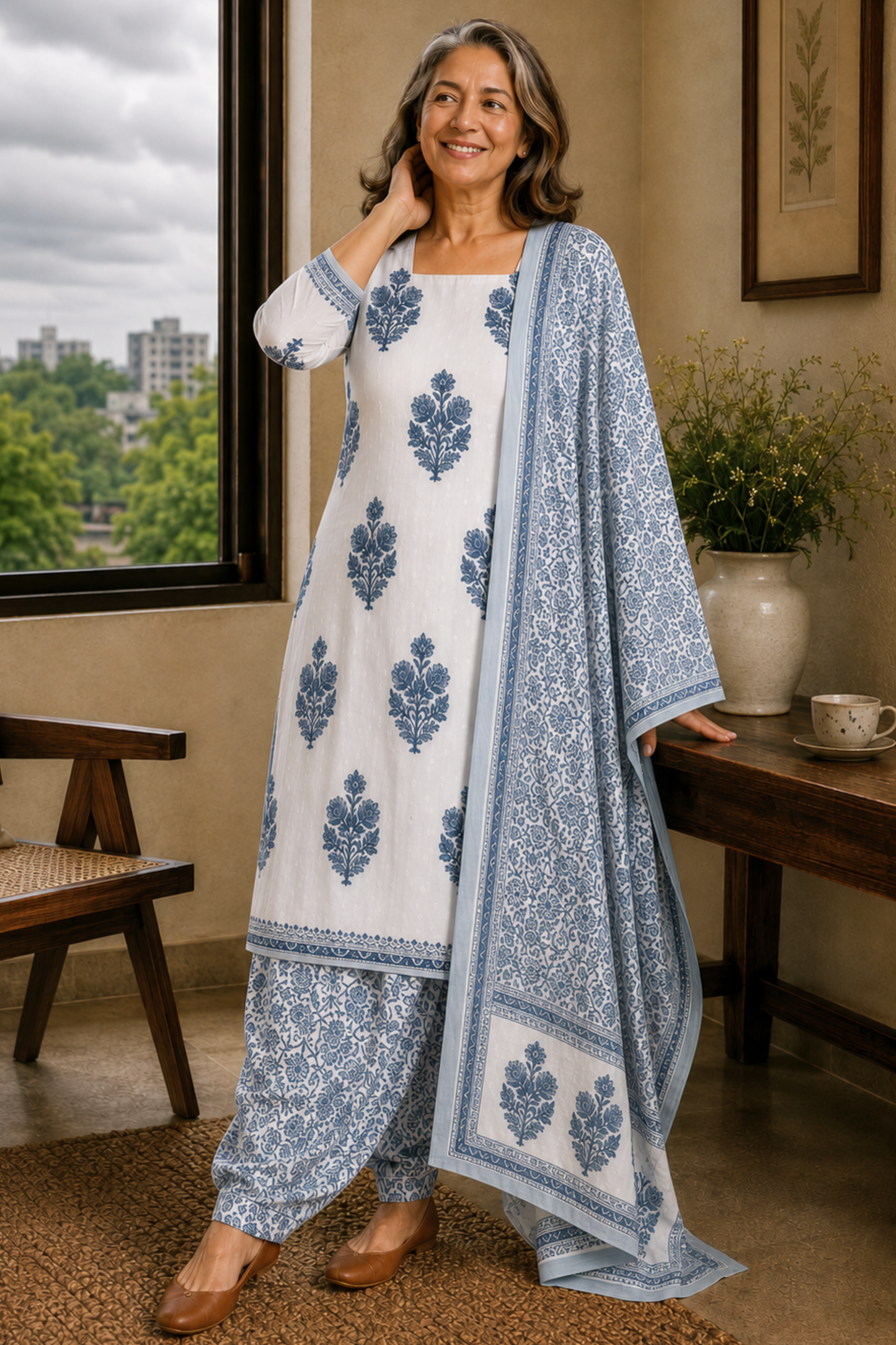 Ivory Moonlit Cotton Salwar Suit
