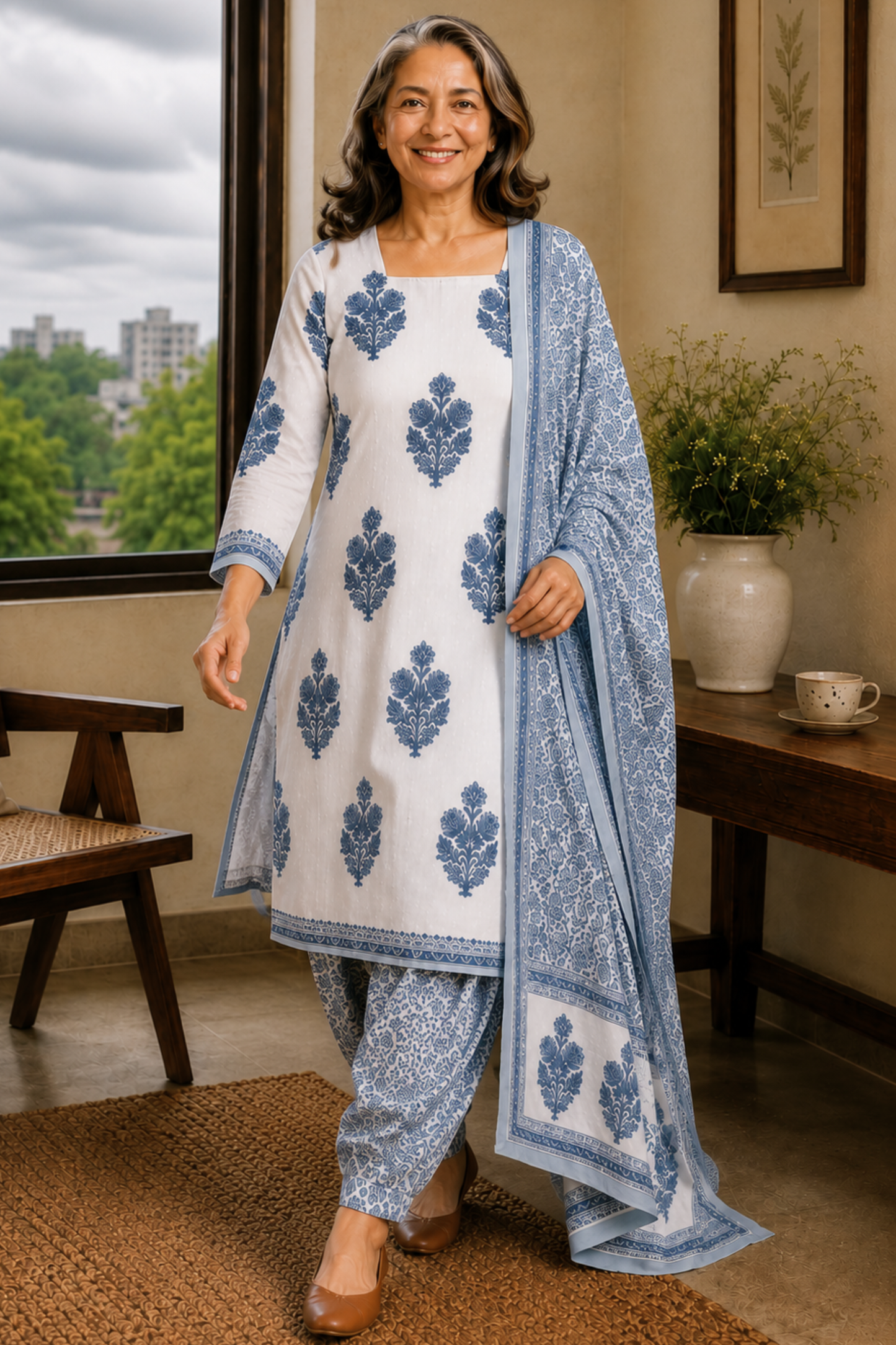 Ivory Moonlit Cotton Salwar Suit