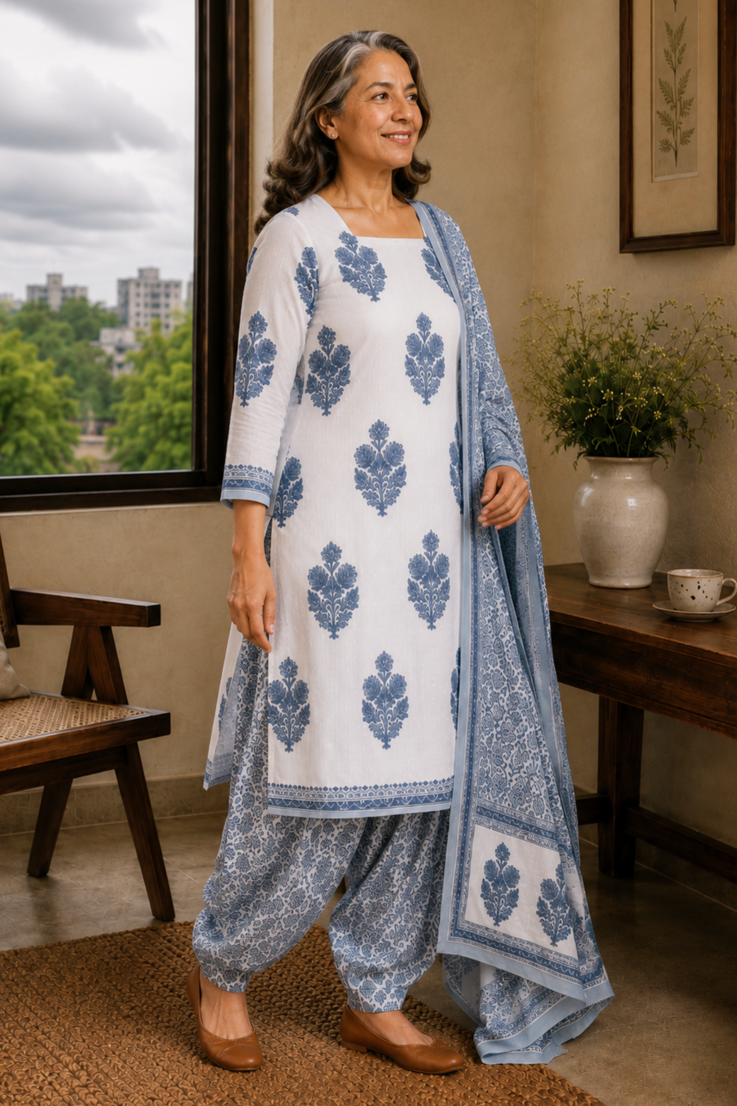 Ivory Moonlit Cotton Salwar Suit