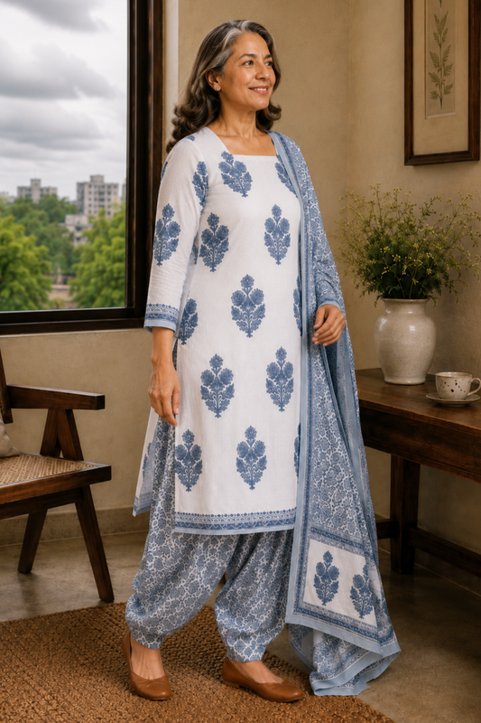 Ivory Moonlit Cotton Salwar Suit