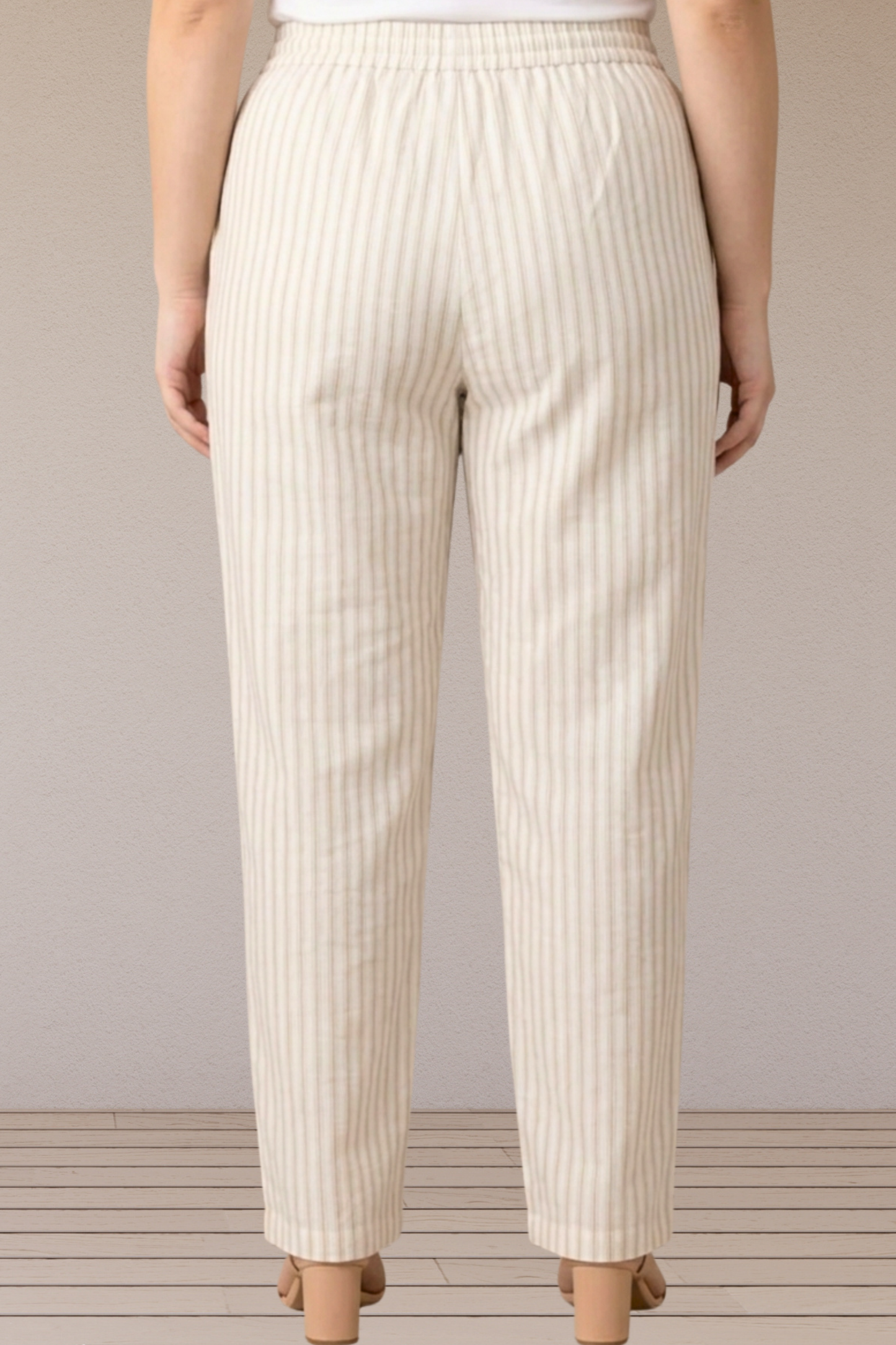 Ivory Pinstripe Cotton Pants