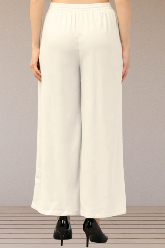 Ivory Rayon Falred Pant Palazzo