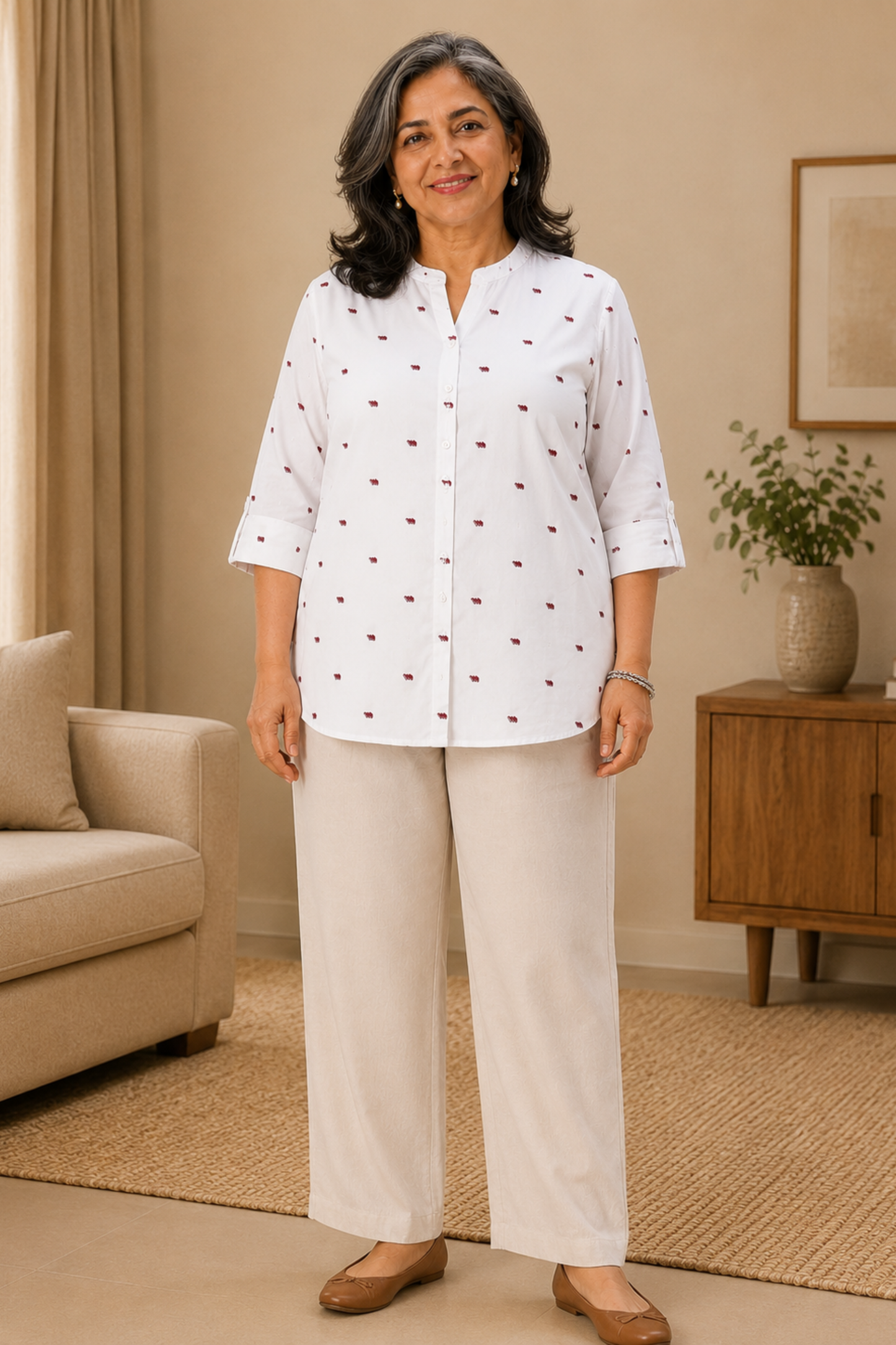 Ivory Serenade Printed Short Kurta
