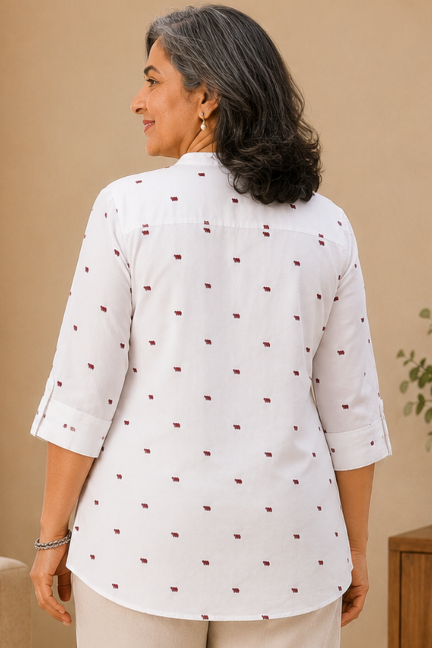 Ivory Serenade Printed Short Kurta