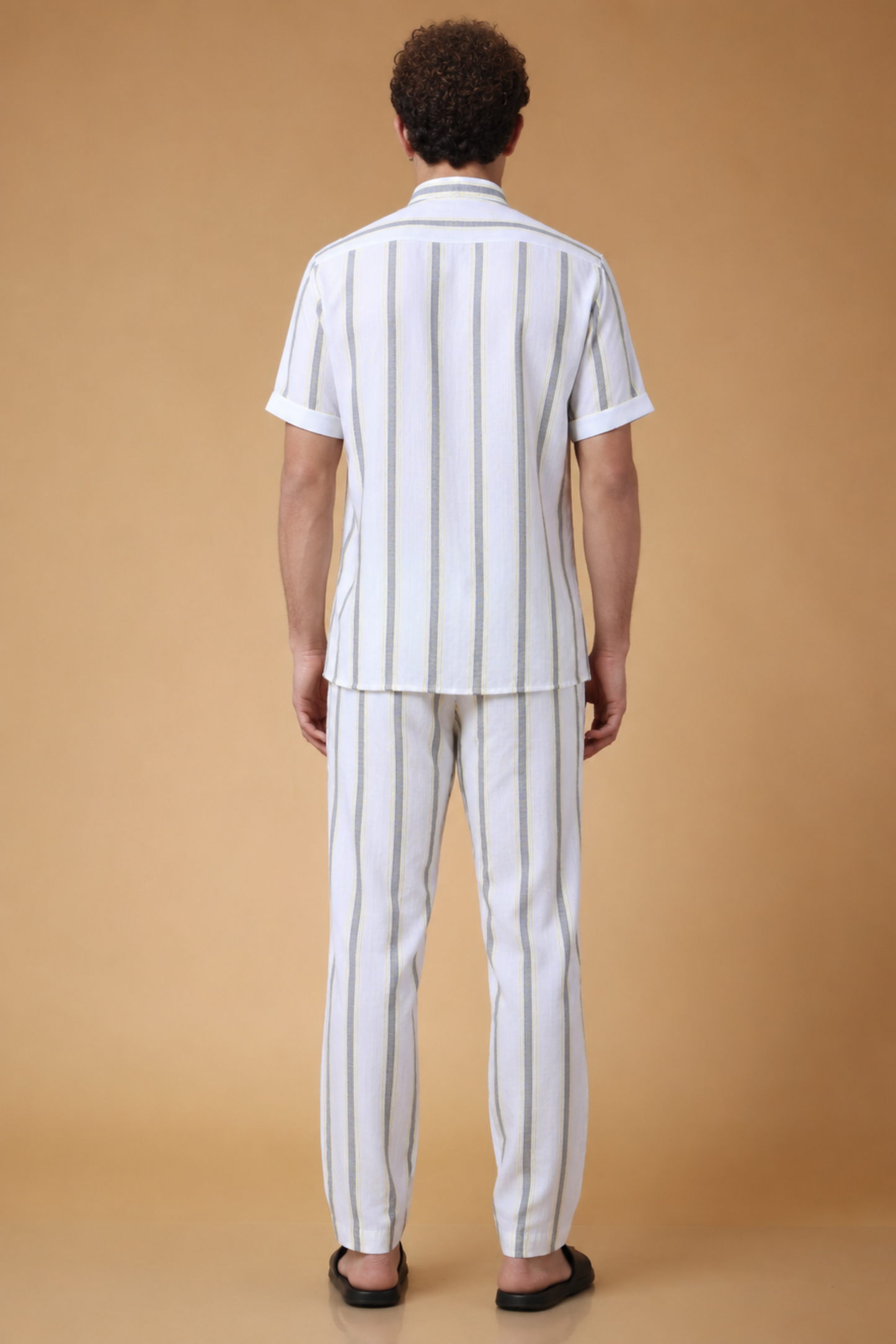 Ivory Stripe Cotton Lounge Wear Set