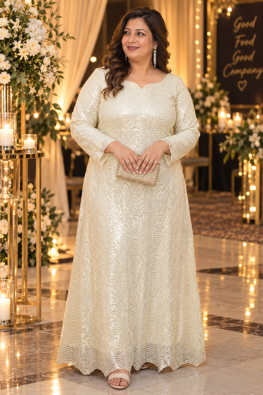 Ivory Allure Antique Sequin Gown
