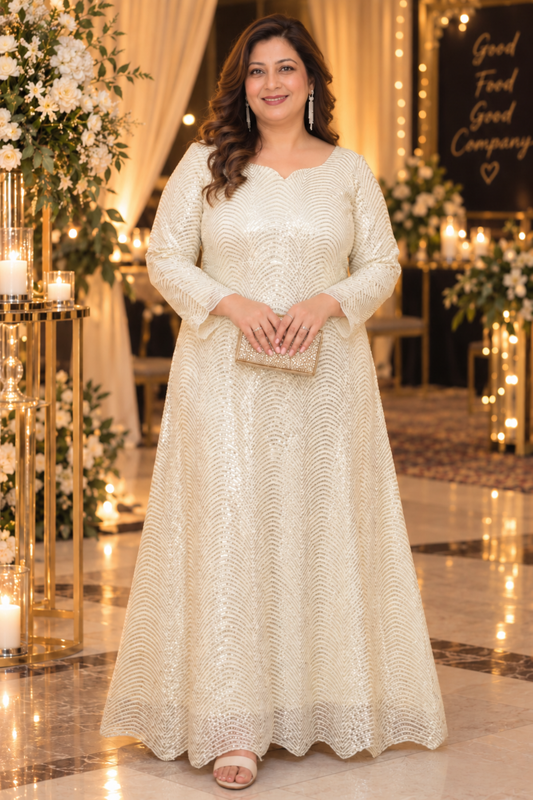 Ivory Allure Antique Sequin Gown