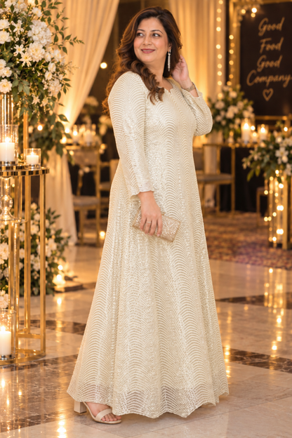 Ivory Allure Antique Sequin Gown