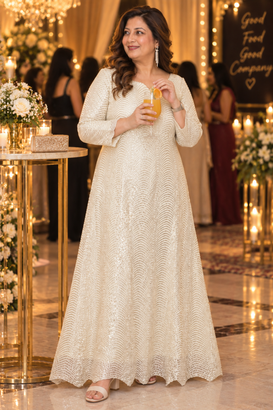 Ivory Allure Antique Sequin Gown