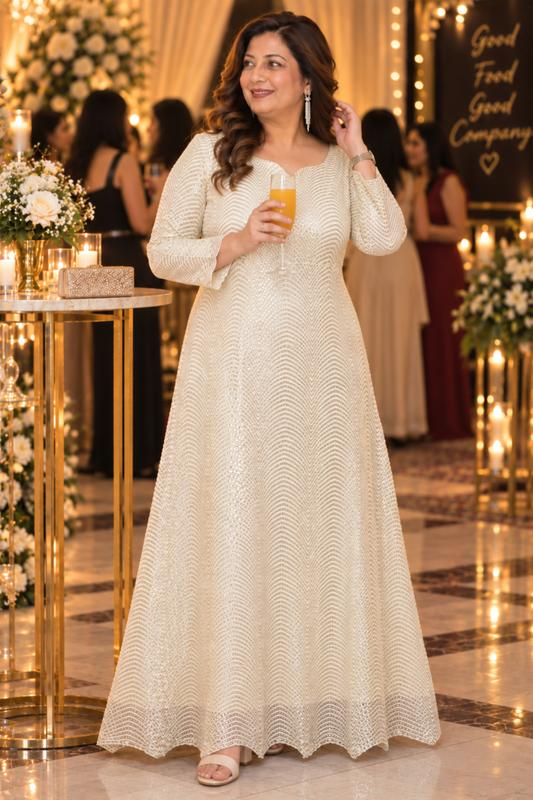 Ivory Allure Antique Sequin Gown