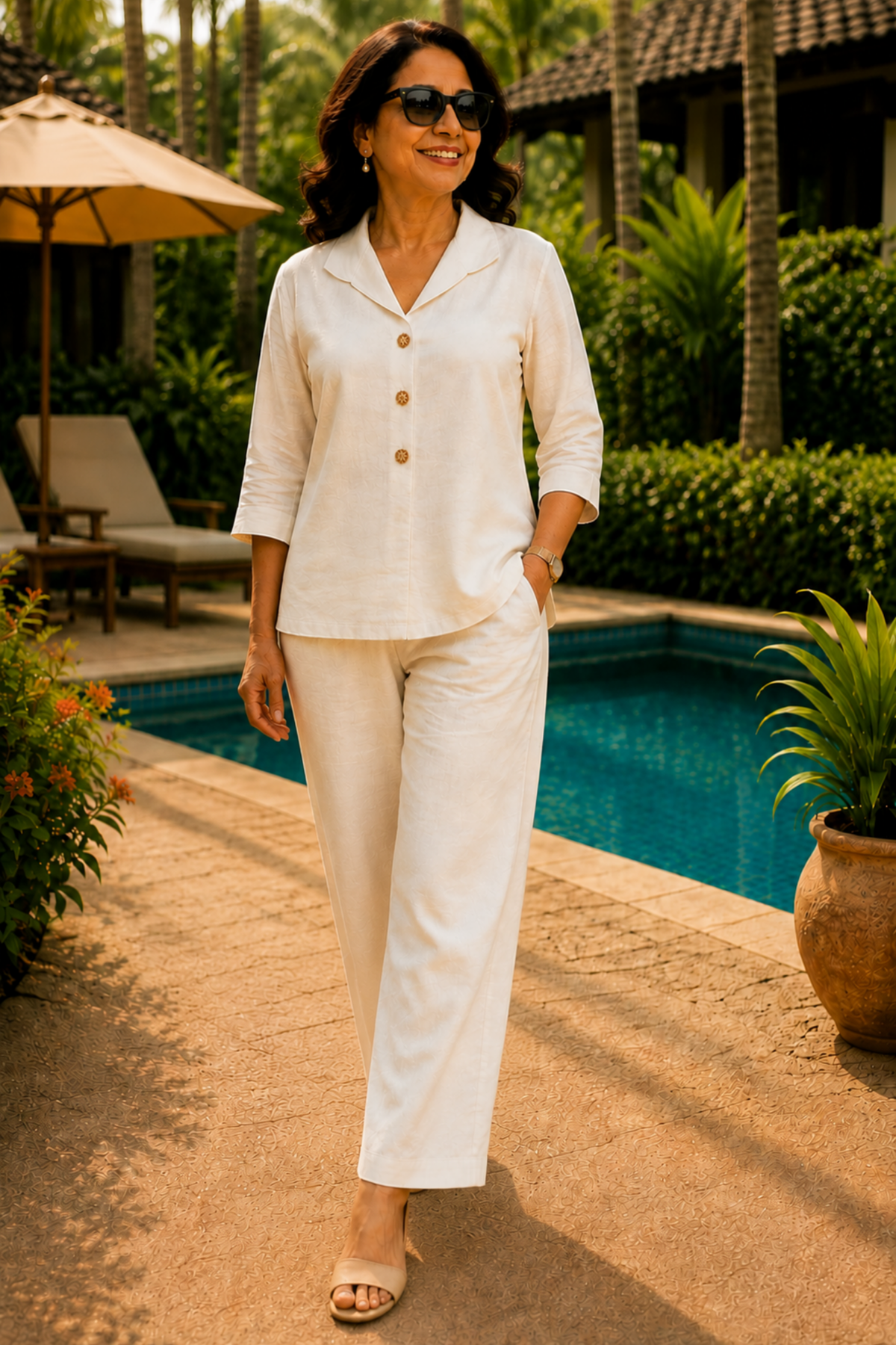 Ivory Creme Linen Co-ord Set