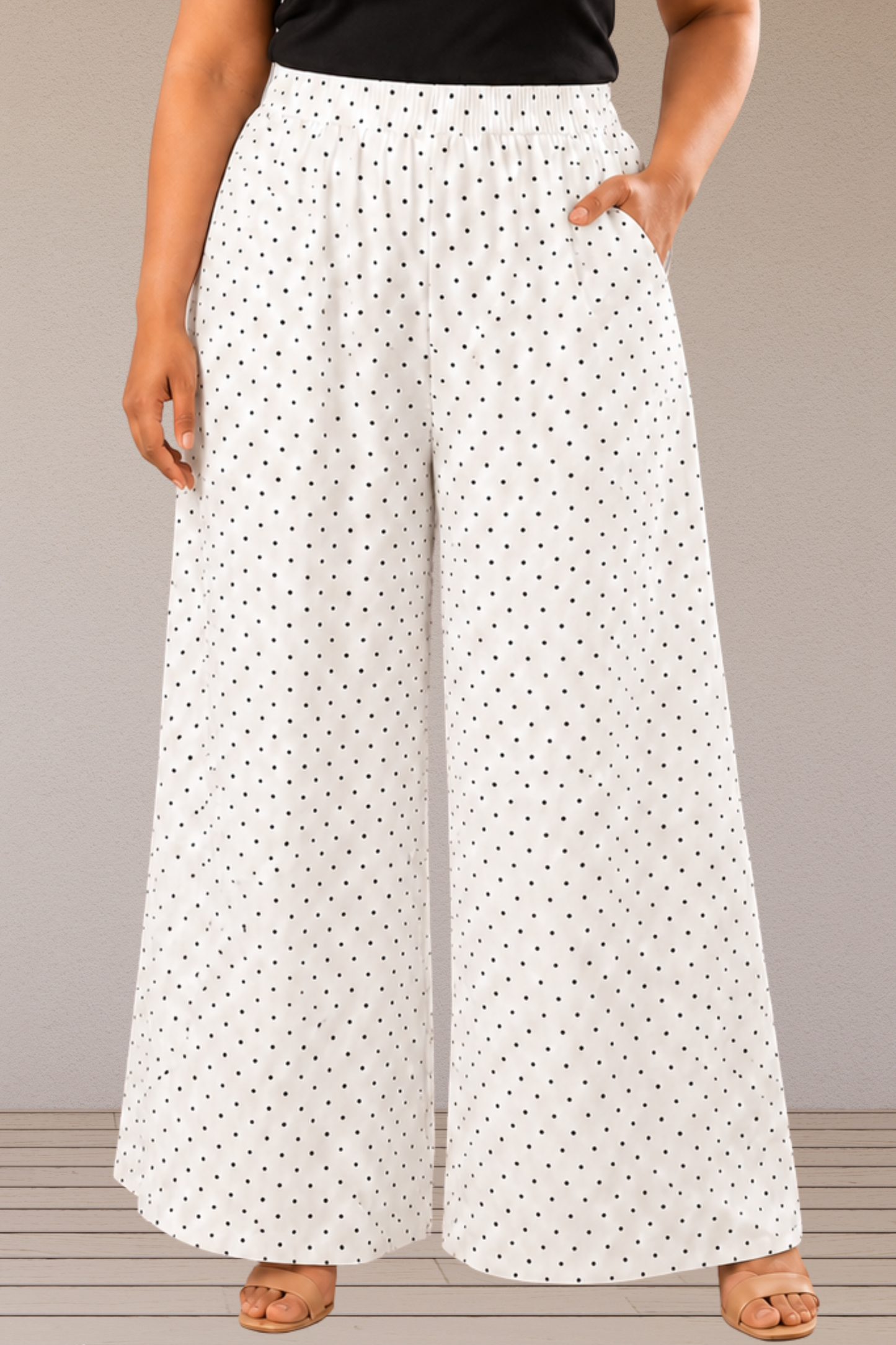 Ivory Polka Polyester Palazzo