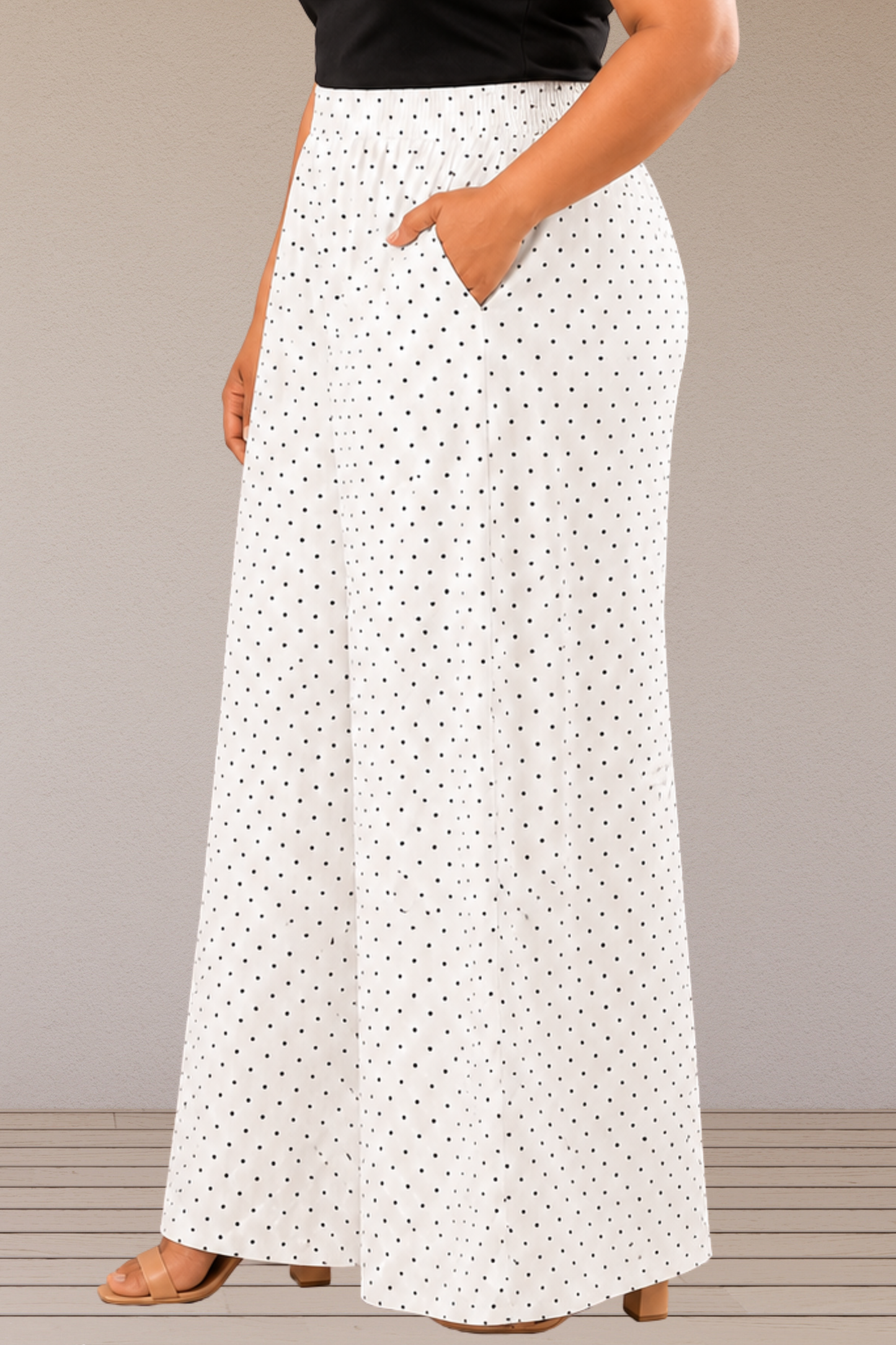 Ivory Polka Polyester Palazzo