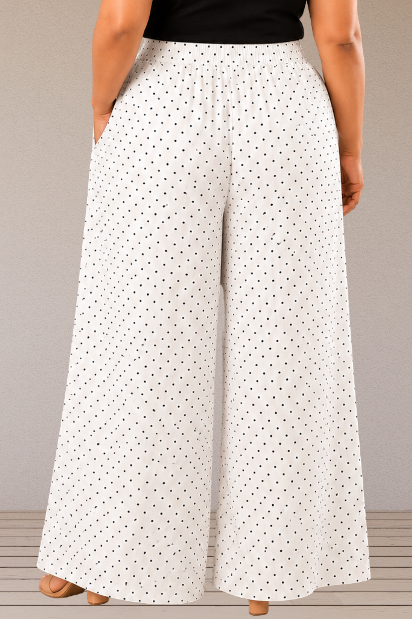 Ivory Polka Polyester Palazzo
