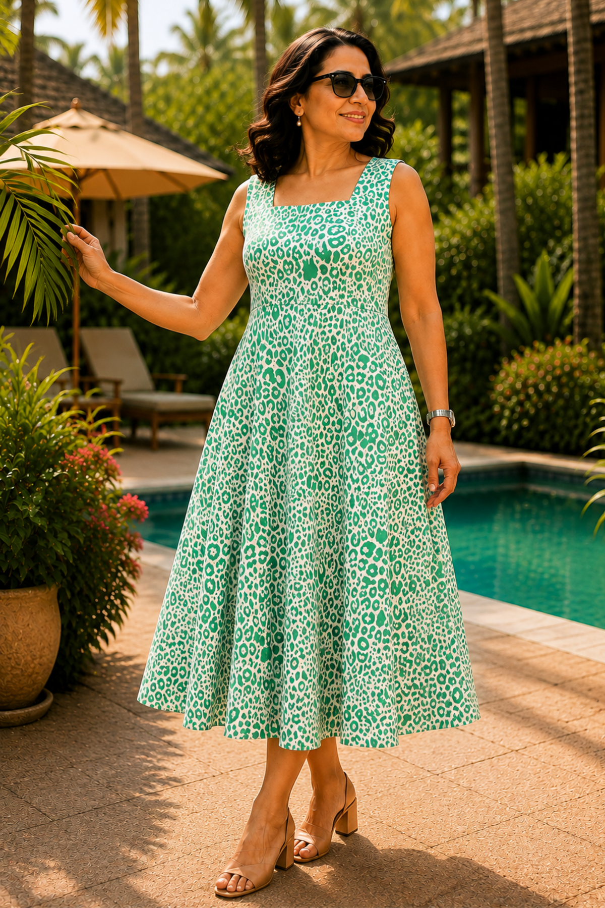 Jade Breeze Printed Dress With Pockets