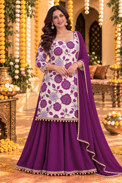 Jamuni Meher Silk Skirt Suit with Pearl Work