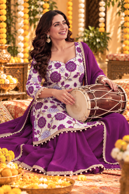 Jamuni Meher Silk Skirt Suit with Pearl Work