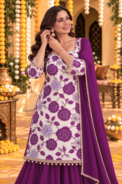 Jamuni Meher Silk Skirt Suit with Pearl Work