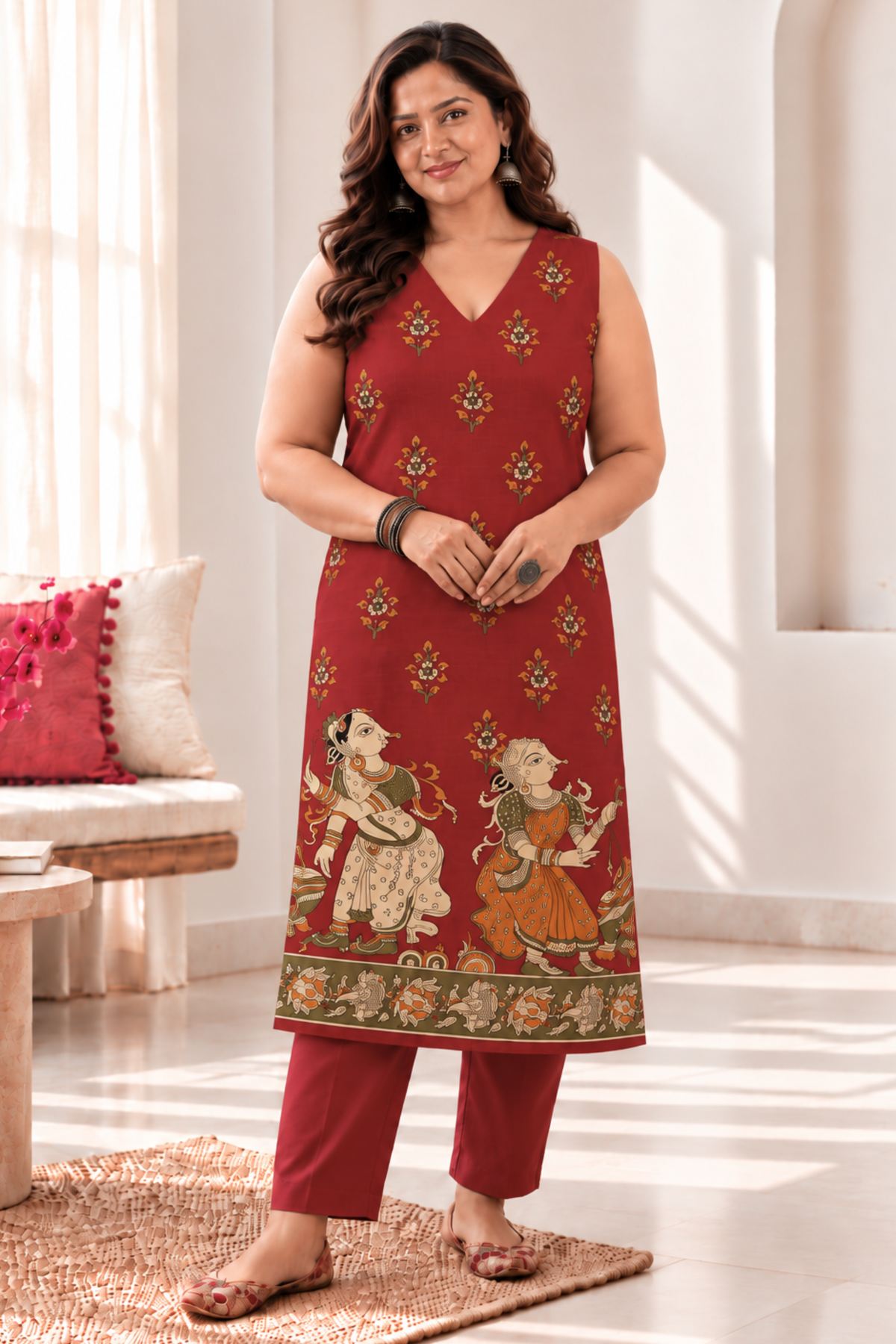 Maroon Mehfil Cotton Kurta with Pants