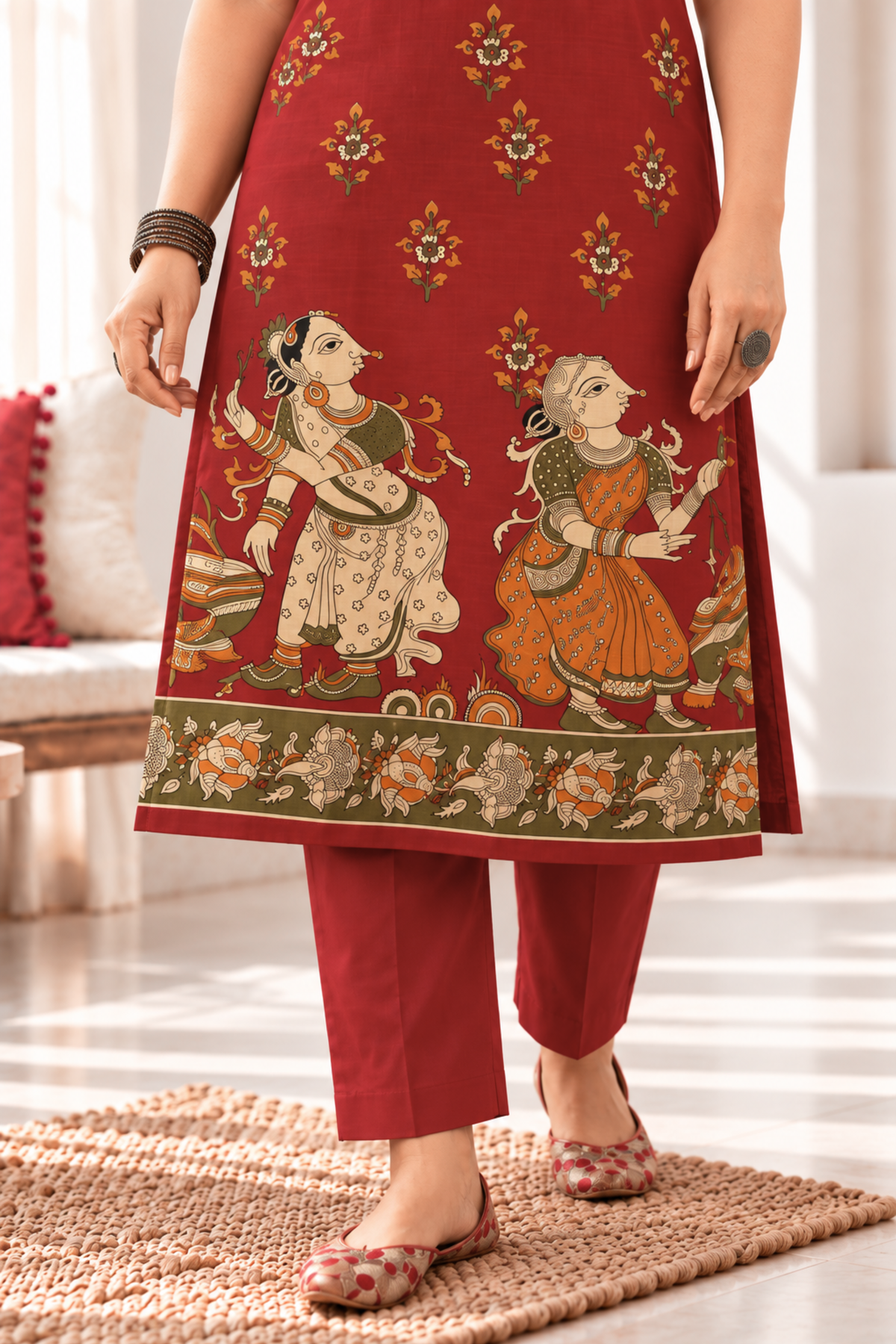 Maroon Mehfil Cotton Kurta with Pants