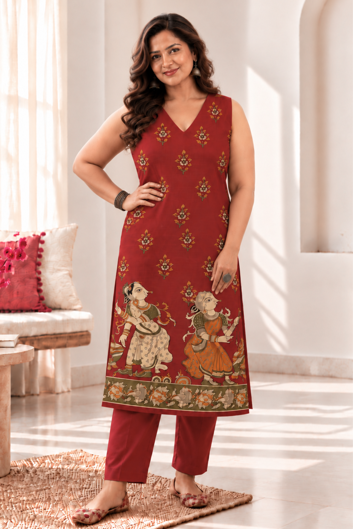 Maroon Mehfil Cotton Kurta with Pants