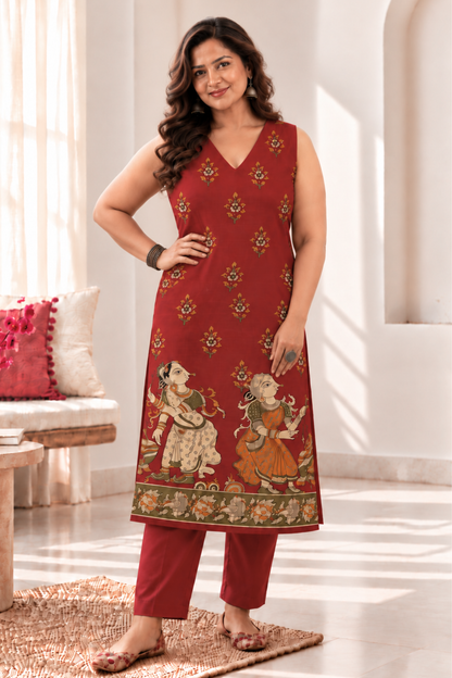 Maroon Mehfil Cotton Kurta with Pants