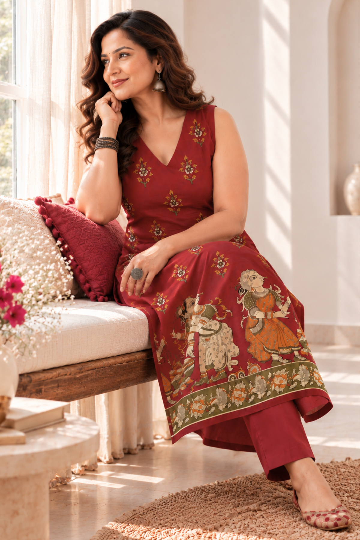 Maroon Mehfil Cotton Kurta with Pants