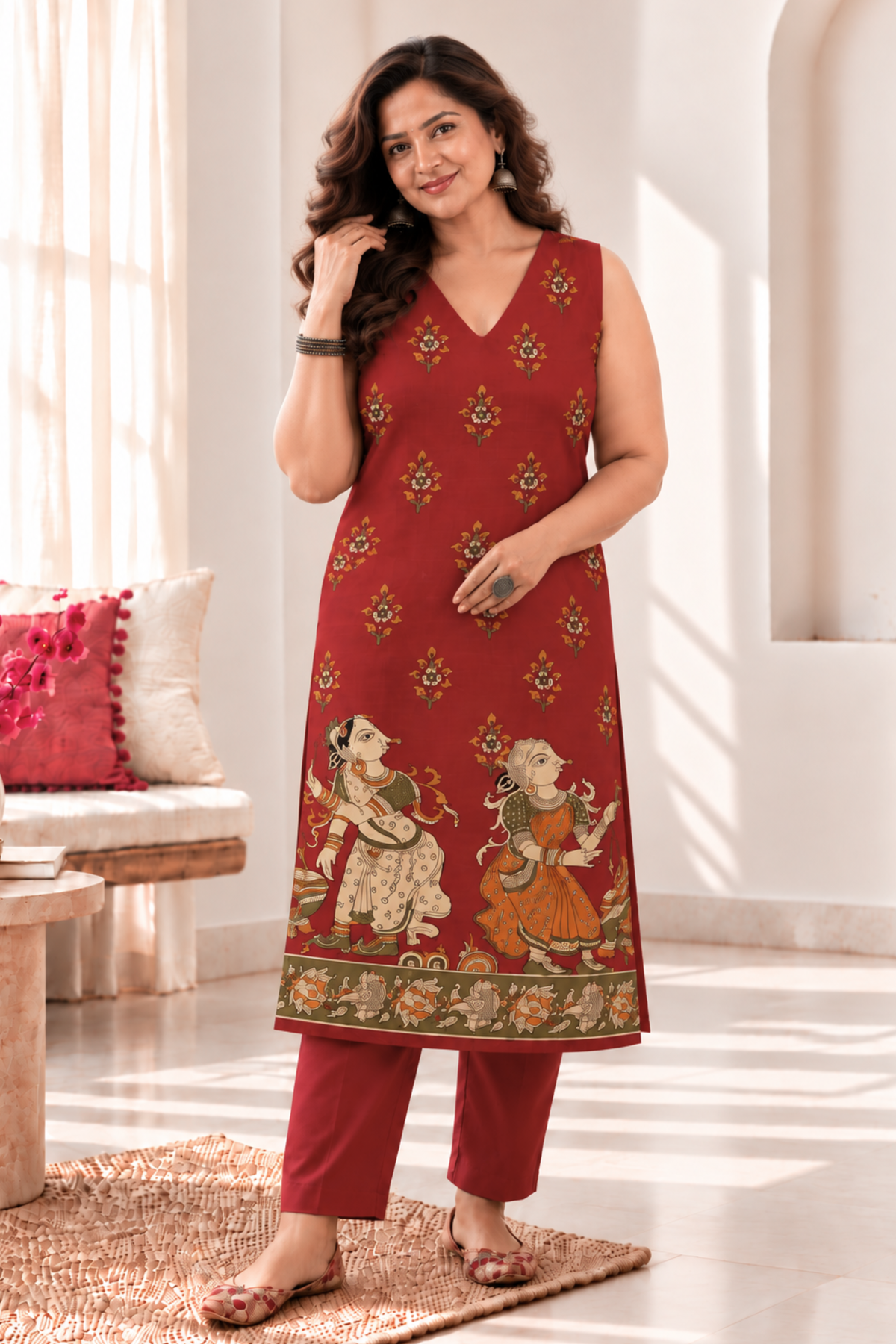 Maroon Mehfil Cotton Kurta with Pants