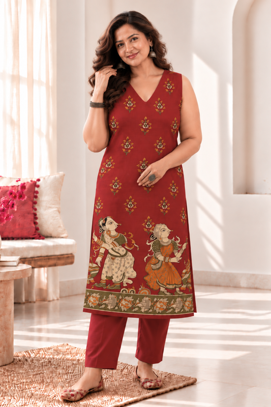 Maroon Mehfil Cotton Kurta with Pants