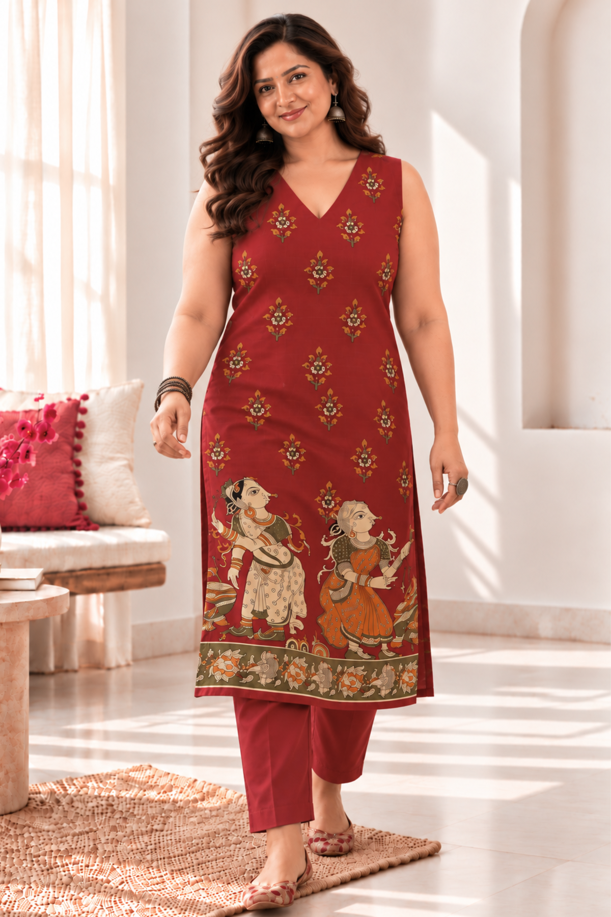 Maroon Mehfil Cotton Kurta with Pants