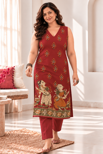 Maroon Mehfil Cotton Kurta with Pants