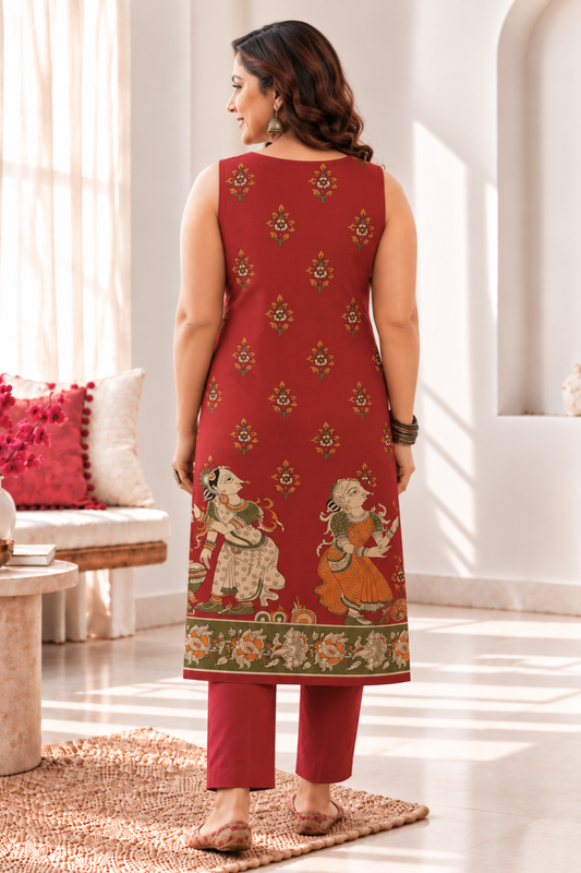 Maroon Mehfil Cotton Kurta with Pants