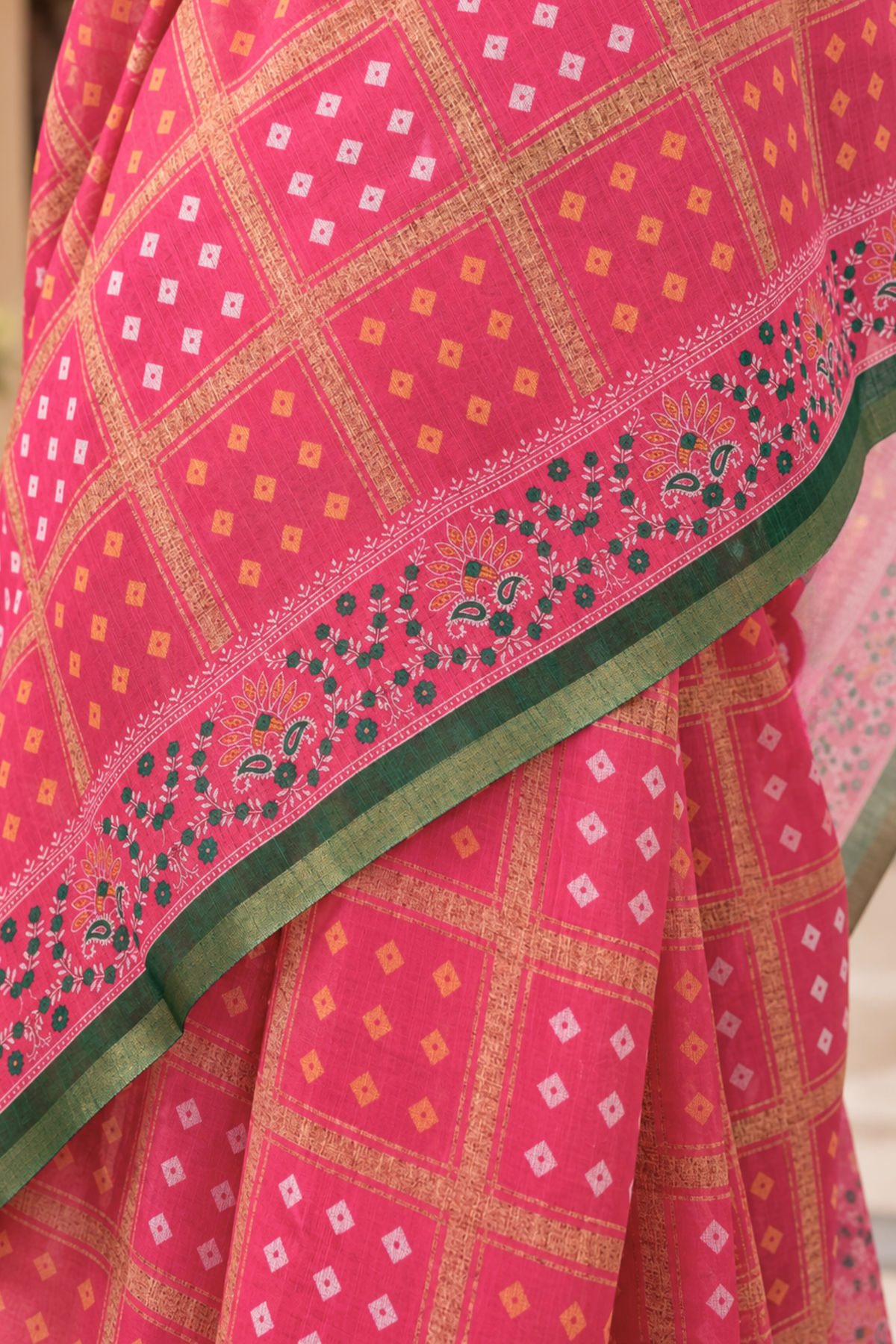 Radhika Printed Saree With 1.5 Mtr Blouse Piece