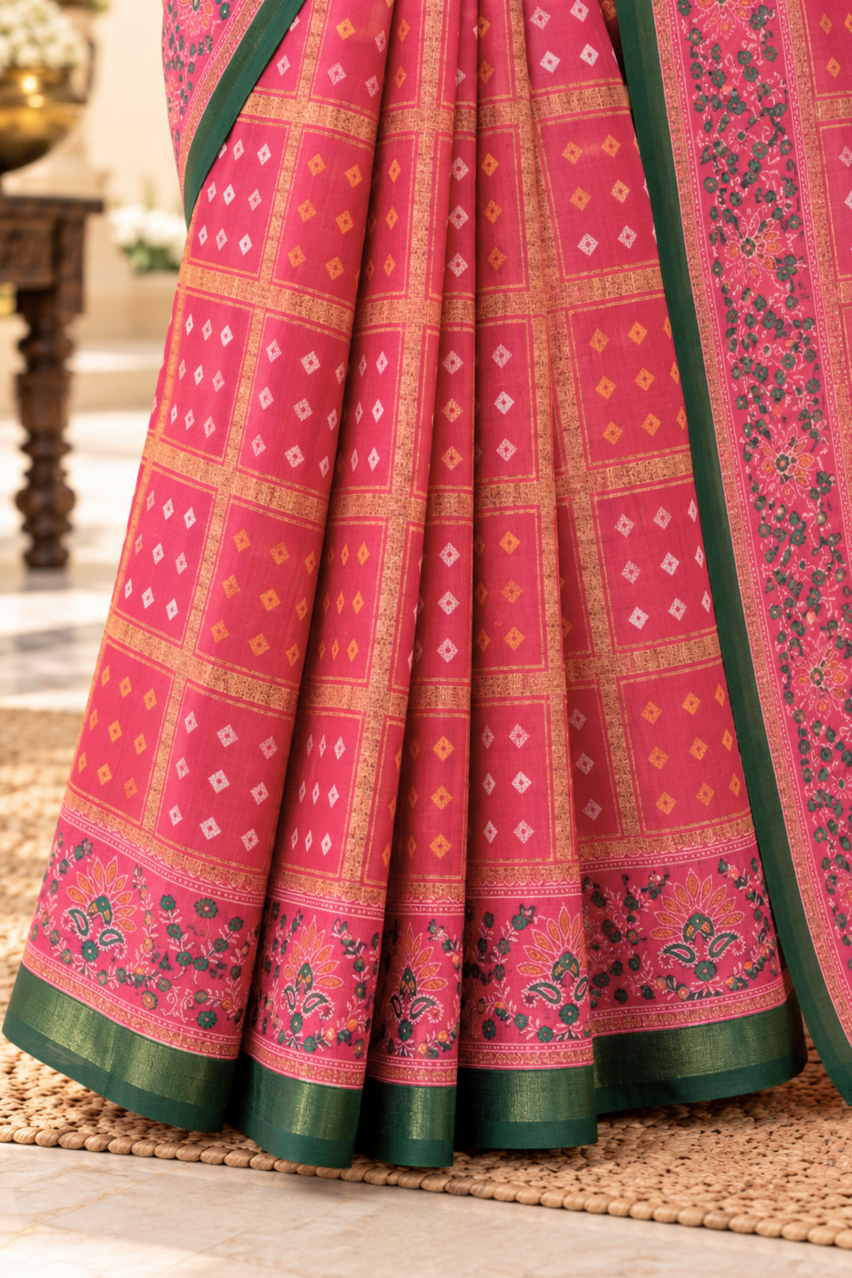 Radhika Printed Saree With 1.5 Mtr Blouse Piece